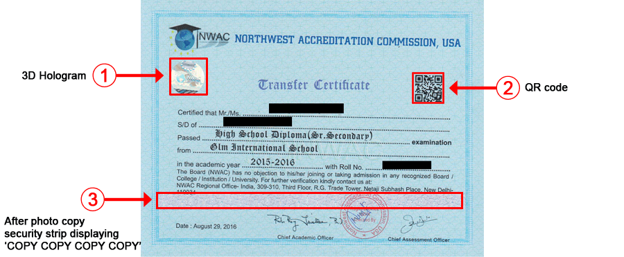 Sample Transfer Certificate